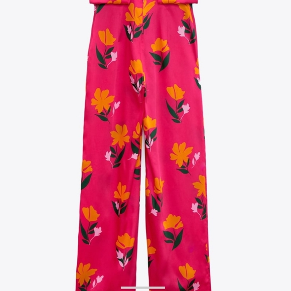 NWT Zara Long Print Jumpsuit pink size Small - Picture 7 of 12